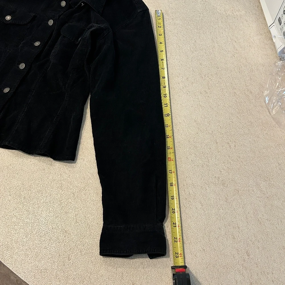 Club Monaco Denim Black Shirt Soft Fine Corduroy Size Medium Snaps Vintage - Picture 8 of 10